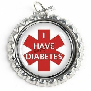 I have Diabetes New Handcrafted Bottlecap Charm